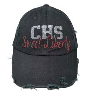 District Baseball Cap Black Red OS CHS Sweet Liberty Distressed Glitter Hat